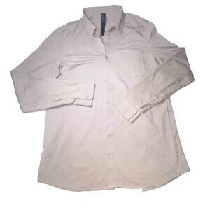 Lululemon Shirt Mens XL Beige Long Sleeve Knit Button Up Stretch Work Casual